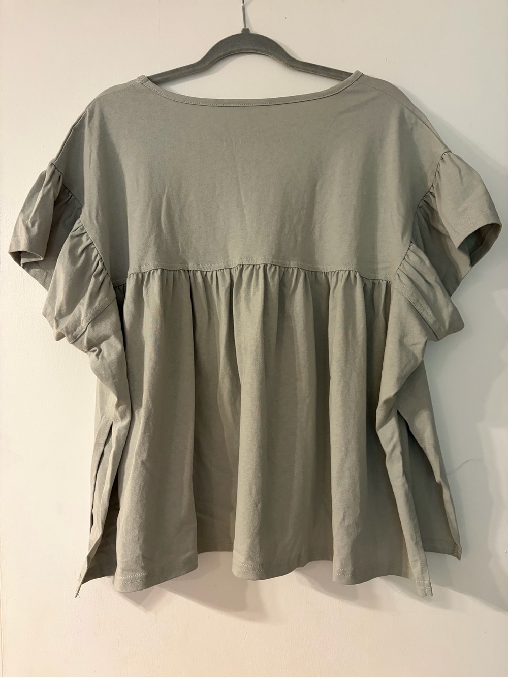 Klesis Oversized Babydoll Blouse | Sage Green Swing Top | Side Slit Tunic | M - Picture 6 of 6